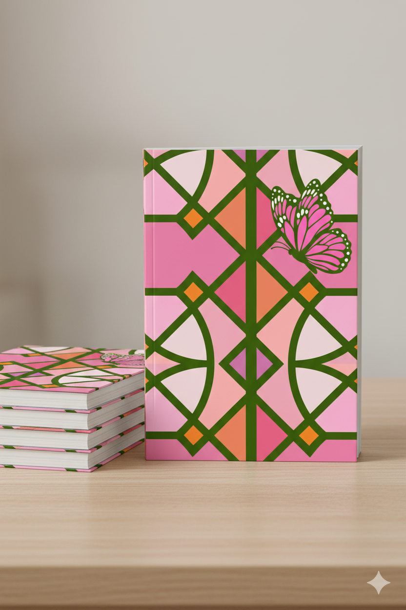 Green and pink design lined journal