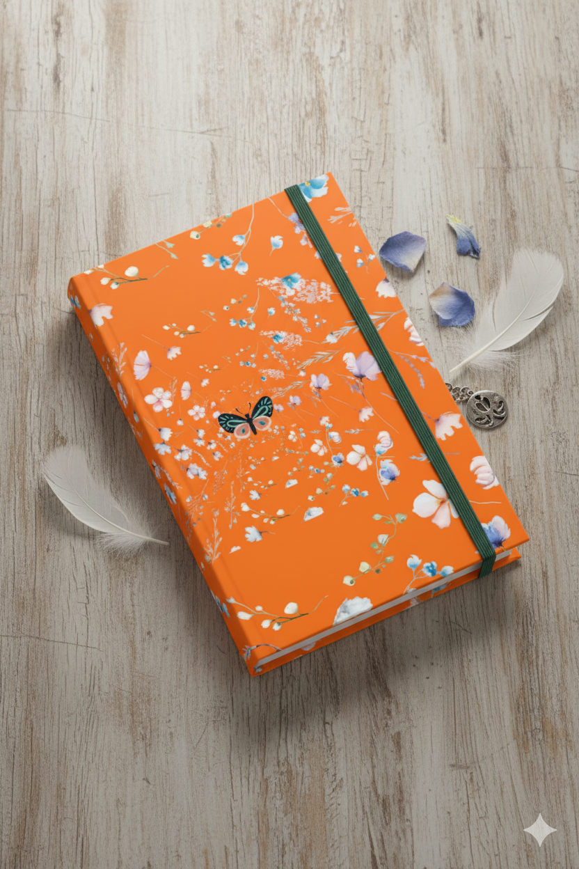 Floral orange design journal